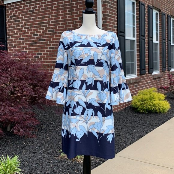 Vince Camuto Crepe Knit Bell Sleeve Dress - Picture 2 of 15